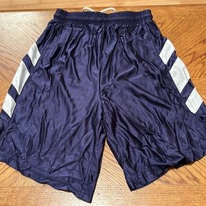 Navy and white pull on basketball shorts size L